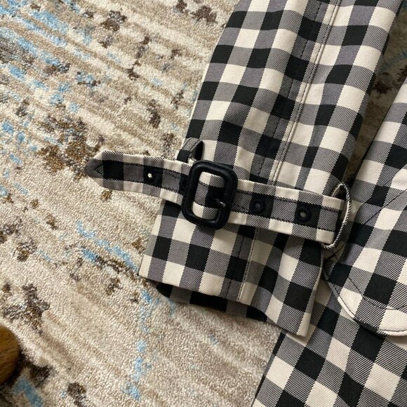 Coach Check Trench Coat – Black & White Gingham – Size 0 – With Belt - Picture 6 of 12